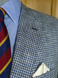26/0764 near immaculate walker slater italian linen wool cotton blue / grey puppytooth patch pocket blazer sports jacket 47 regular
