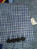 26/0764 near immaculate walker slater italian linen wool cotton blue / grey puppytooth patch pocket blazer sports jacket 47 regular