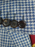 26/0764 near immaculate walker slater italian linen wool cotton blue / grey puppytooth patch pocket blazer sports jacket 47 regular