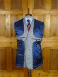 26/0764 near immaculate walker slater italian linen wool cotton blue / grey puppytooth patch pocket blazer sports jacket 47 regular