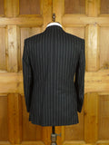 26/0760 immaculate crombie black worsted flannel chalk-stripe suit 40 short