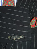 26/0760 immaculate crombie black worsted flannel chalk-stripe suit 40 short