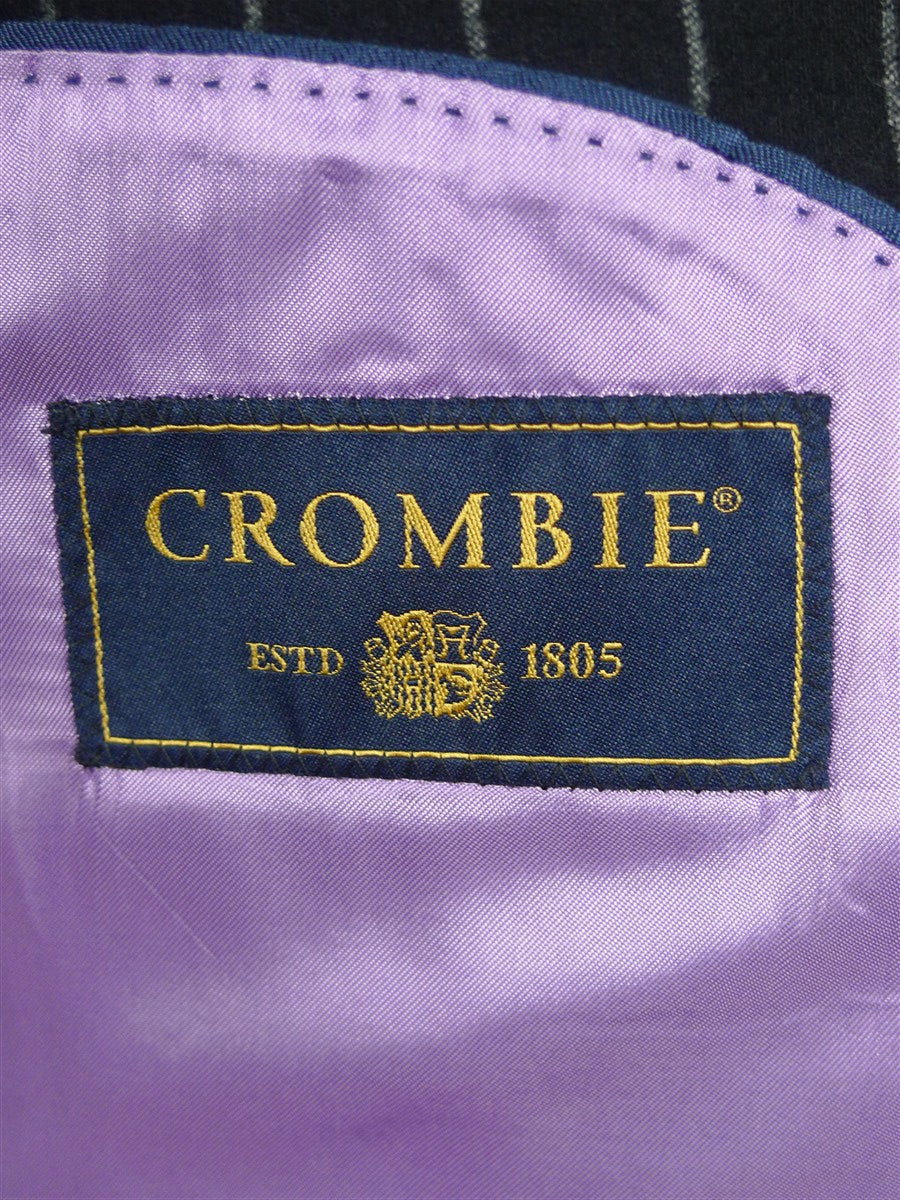 26/0760 immaculate crombie black worsted flannel chalk-stripe suit 40 short