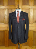 26/0775 near immaculate crombie navy blue chalk-stripe worsted flannel suit 38-39 regular