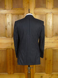 26/0775 near immaculate crombie navy blue chalk-stripe worsted flannel suit 38-39 regular