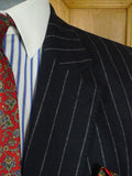 26/0775 near immaculate crombie navy blue chalk-stripe worsted flannel suit 38-39 regular