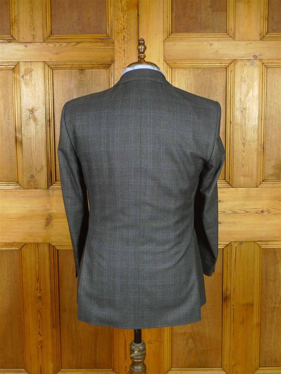 26/0776 immaculate chester barrie grey & blue glen check wool & cashmere suit 40 short