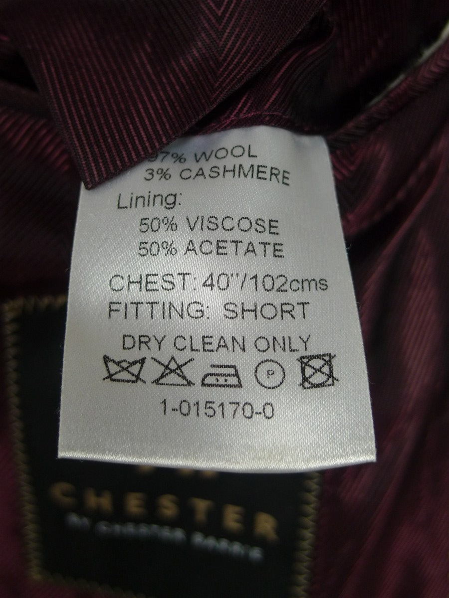 26/0776 immaculate chester barrie grey & blue glen check wool & cashmere suit 40 short