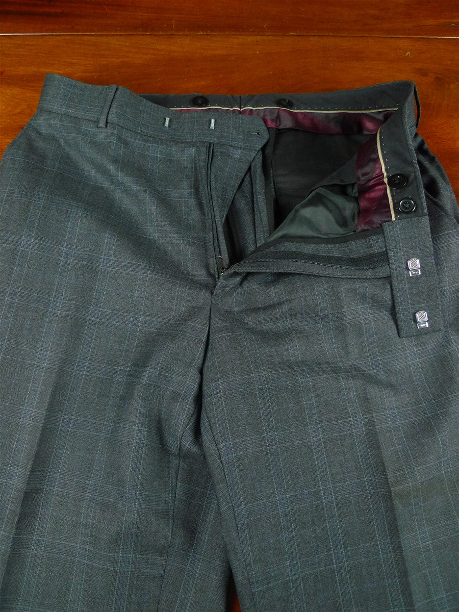 26/0776 immaculate chester barrie grey & blue glen check wool & cashmere suit 40 short