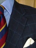 26/0777 immaculate gieves & hawkes savile row silk linen wool blue wp check sports jacket blazer 43-44 long