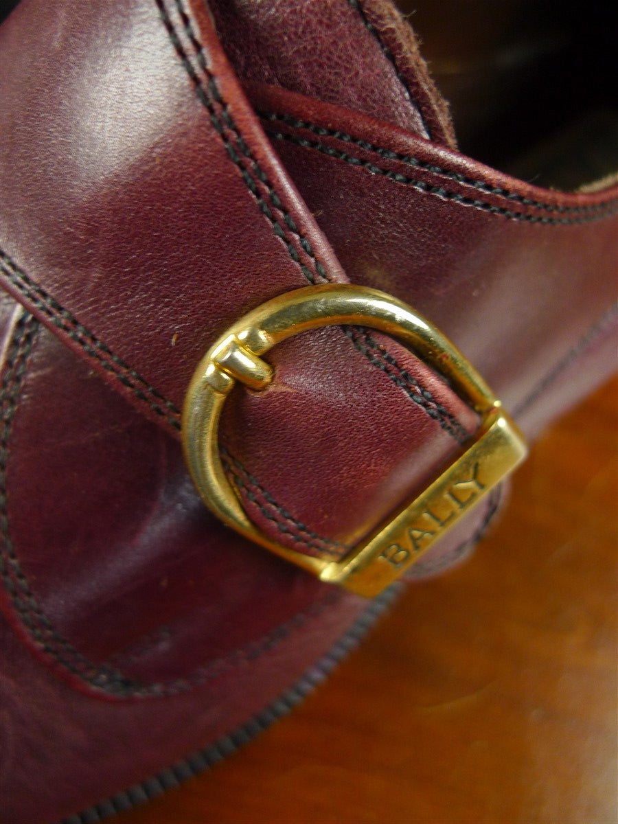 26/0780 near immaculate bally of switzerland mahogany red leather monk strapshoe w/ trees uk 8