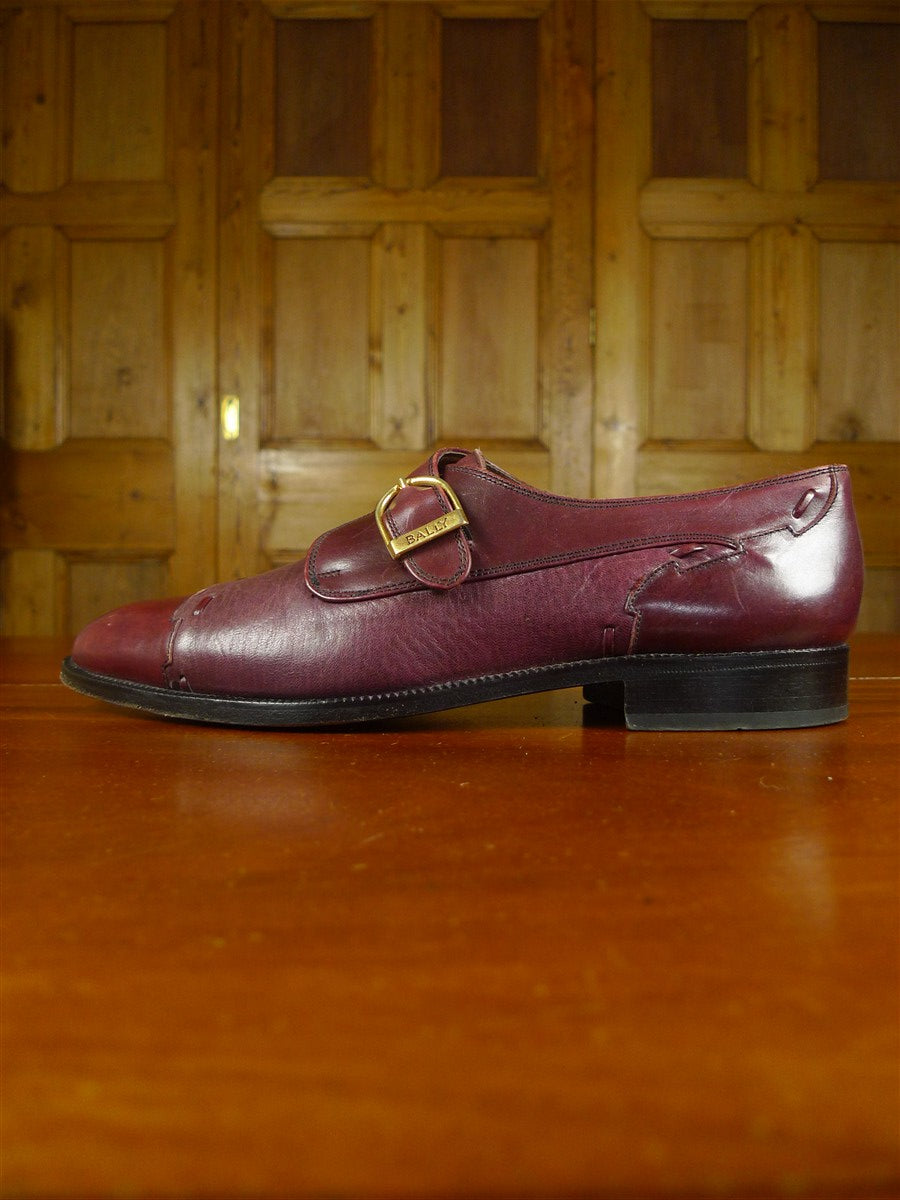 26/0780 near immaculate bally of switzerland mahogany red leather monk strapshoe w/ trees uk 8