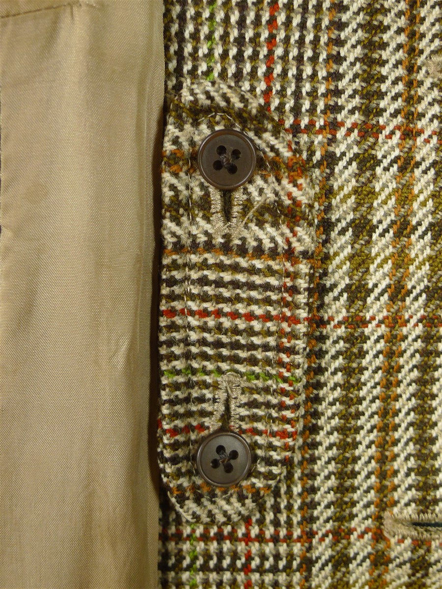 26/0789 vintage bernard weatherill heavyweight brown glen check tweed hacking jacket w/ ghillie collar 40 regular