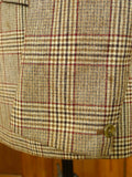 26/0795 superb vintage british thornproof twist brown glen check tweed hacking jacket 38 regular