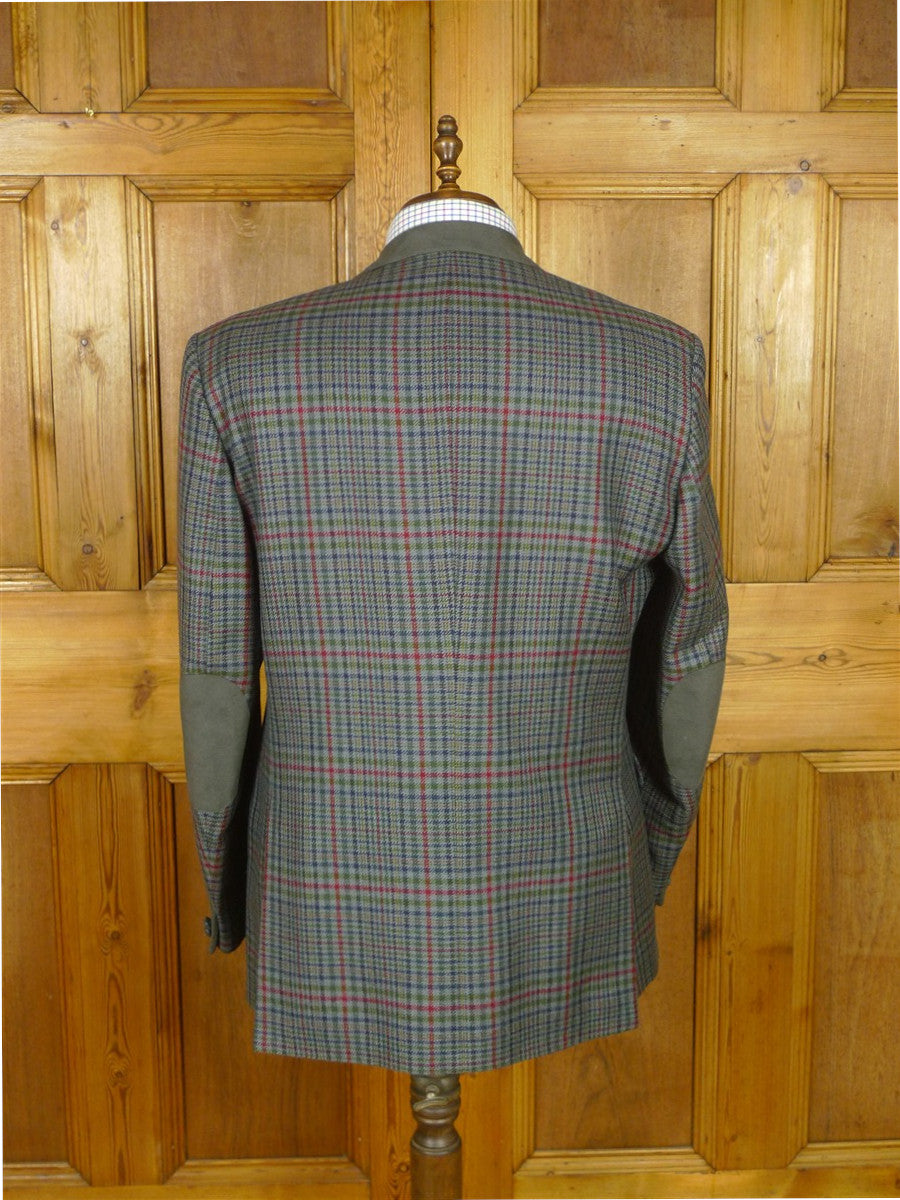 26/0790 immaculate vintage irish blue / green gun check shooting style tweed country sports jacket 46 regular