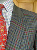 26/0790 immaculate vintage irish blue / green gun check shooting style tweed country sports jacket 46 regular