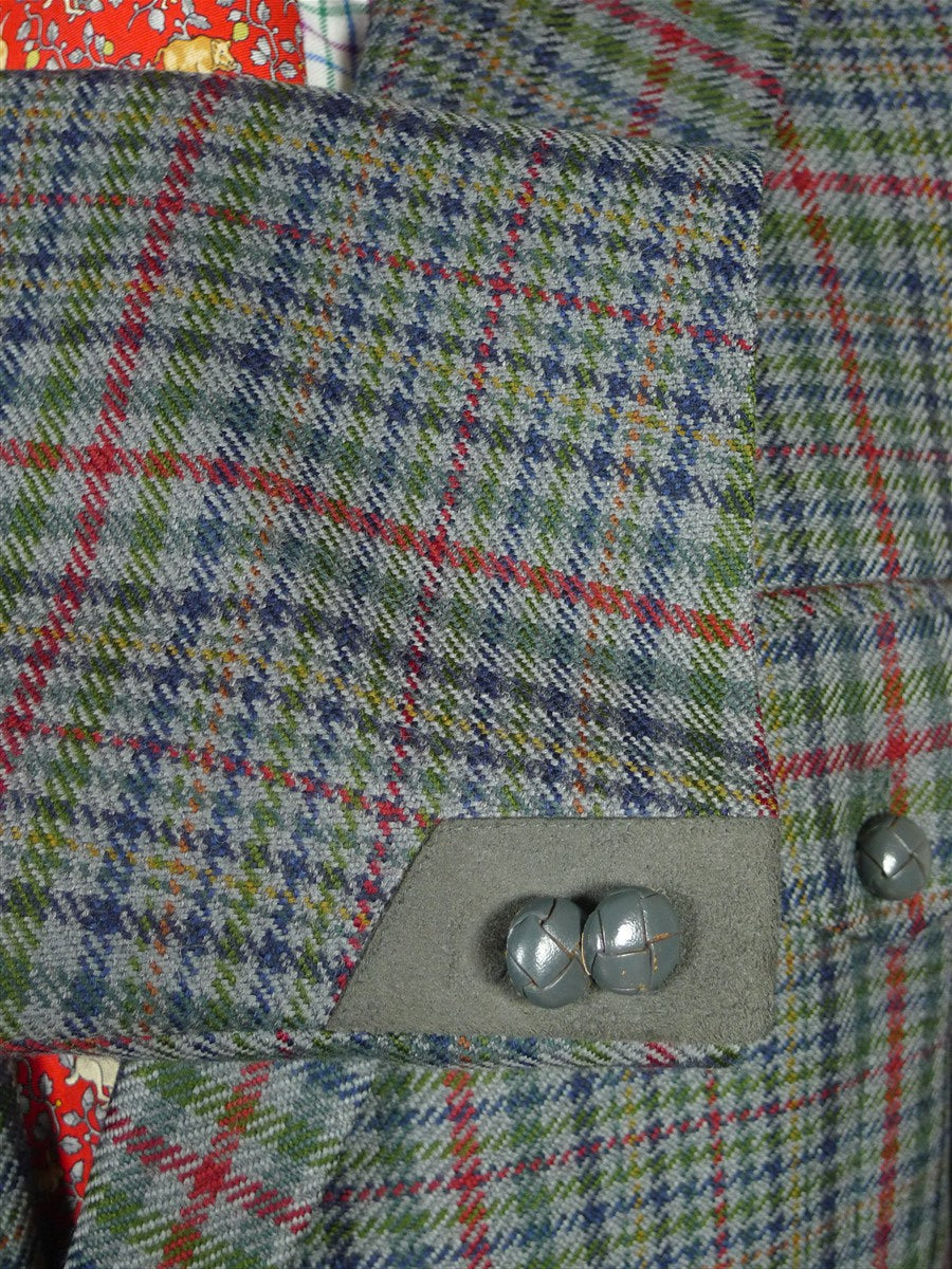 26/0790 immaculate vintage irish blue / green gun check shooting style tweed country sports jacket 46 regular