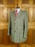 26/0791 vintage bladen supasax green wp check norfolk style tweed country sports jacket w/ belt 43-44 regular