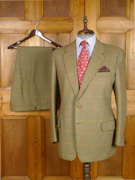 26/0793 immaculate vintage dege savile row bespoke shepherds check tweed country suit 44 regular