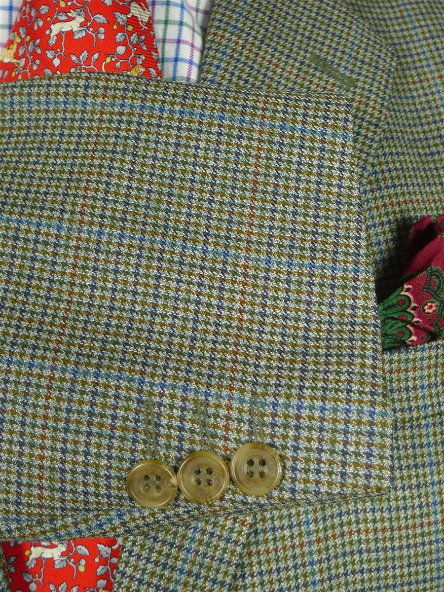 26/0794 vintage irish green puppytooth check wool town & country suit 42-43 long
