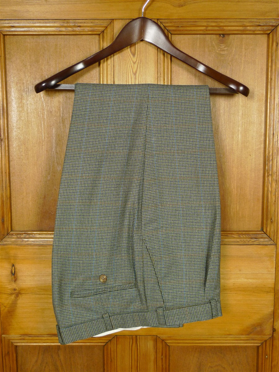 26/0794 vintage irish green puppytooth check wool town & country suit 42-43 long