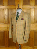 26/0792 immaculate cordings of piccadilly tan brown sporting check tweed jacket w/ horn buttons 38 regular