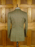26/0785 vintage british tailor made green wp check tweed sports jacket 38-39 regular