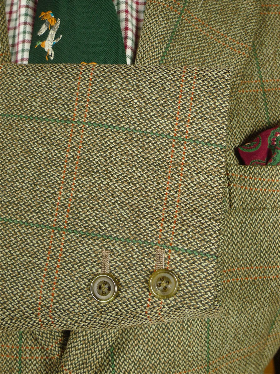 26/0785 vintage british tailor made green wp check tweed sports jacket 38-39 regular