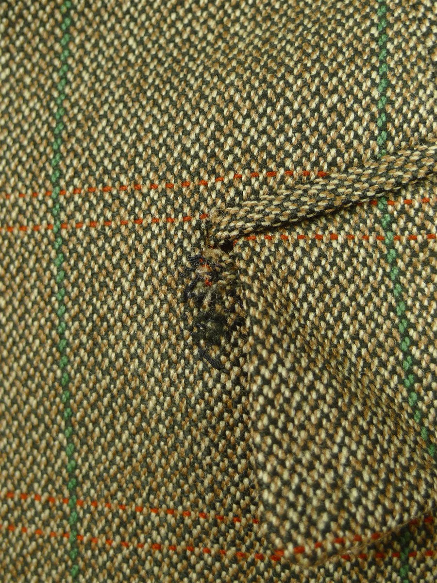 26/0785 vintage british tailor made green wp check tweed sports jacket 38-39 regular