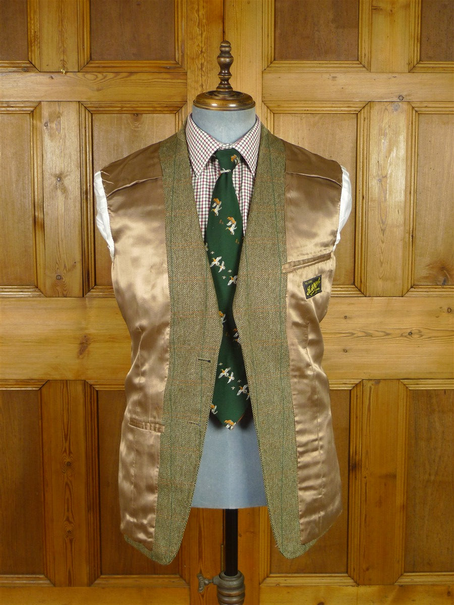 26/0785 vintage british tailor made green wp check tweed sports jacket 38-39 regular