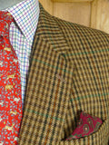 26/0786 vintage british bladen brown / green gun check tweed sports jacket 46 regular