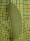 26/0787 immaculate vintage british bespoke tailor green graph check long tweed shooting style jacket w/ beautiful linings 44 regular to long