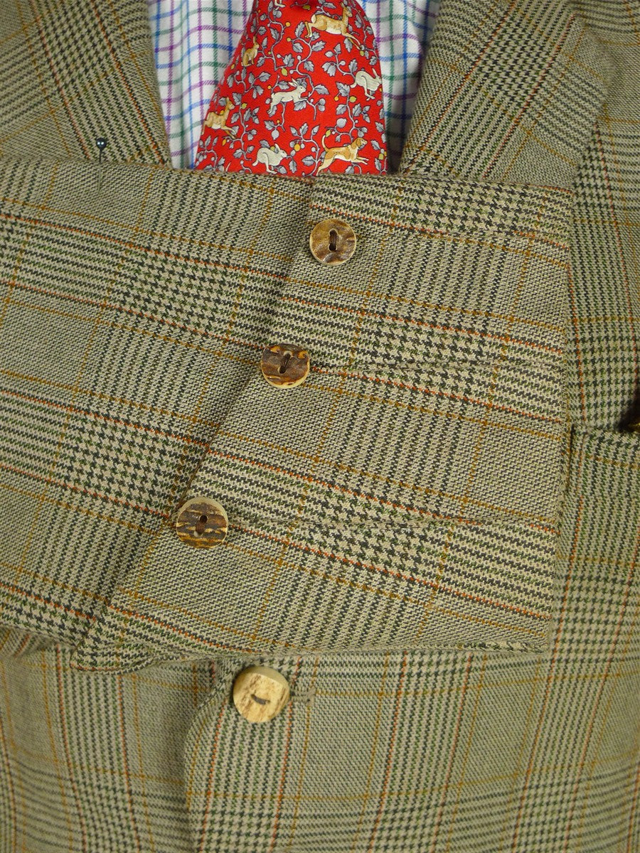 26/0807 wonderful 1950s 1960s vintage brown glen check worsted twist kilt jacket w/ staghorn buttons 44 regular