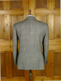 26/0800 near immaculate crombie grey herringbone w/ blue fleck sports jacket blazer 44 regular