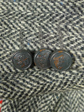 26/0800 near immaculate crombie grey herringbone w/ blue fleck sports jacket blazer 44 regular