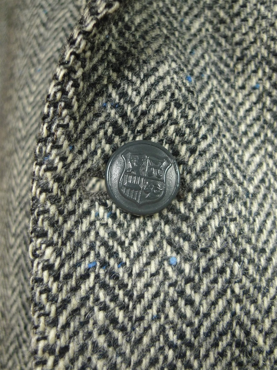 26/0800 near immaculate crombie grey herringbone w/ blue fleck sports jacket blazer 44 regular