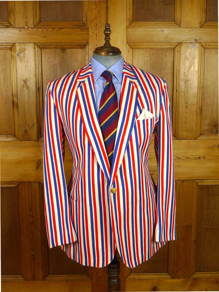 26/0797 ryder amies cambridge university red white blue boating blazer jacket 45 long