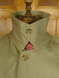 26/0796 near immaculate vintage green burberry cotton mix raincoat mac w/ detachable liner 44