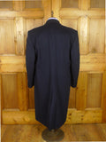 26/0802 vintage crombie navy blue d/b full length wool overcoat 46 regular