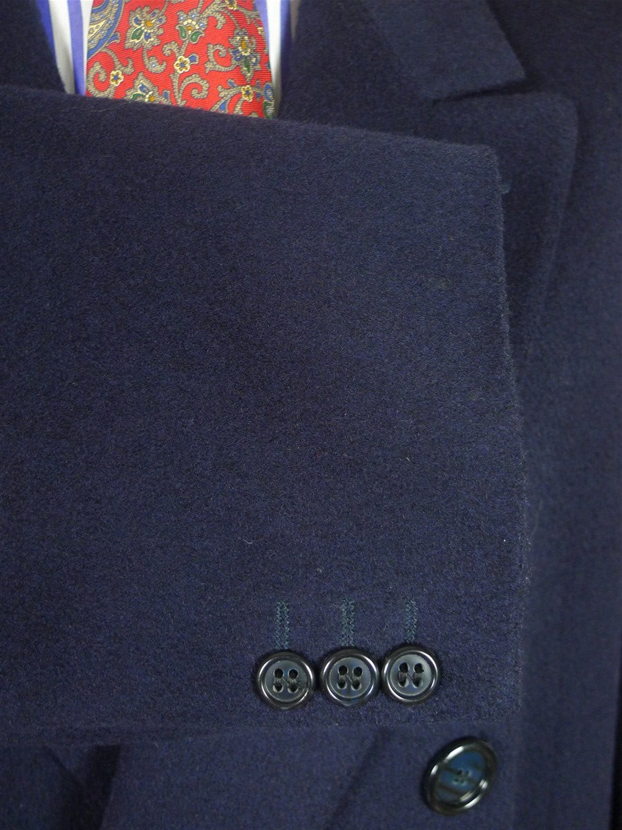 26/0802 vintage crombie navy blue d/b full length wool overcoat 46 regular