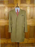 26/0803 vintage baron of piccadilly khaki venetian wool covert coat overcoat 46 regular