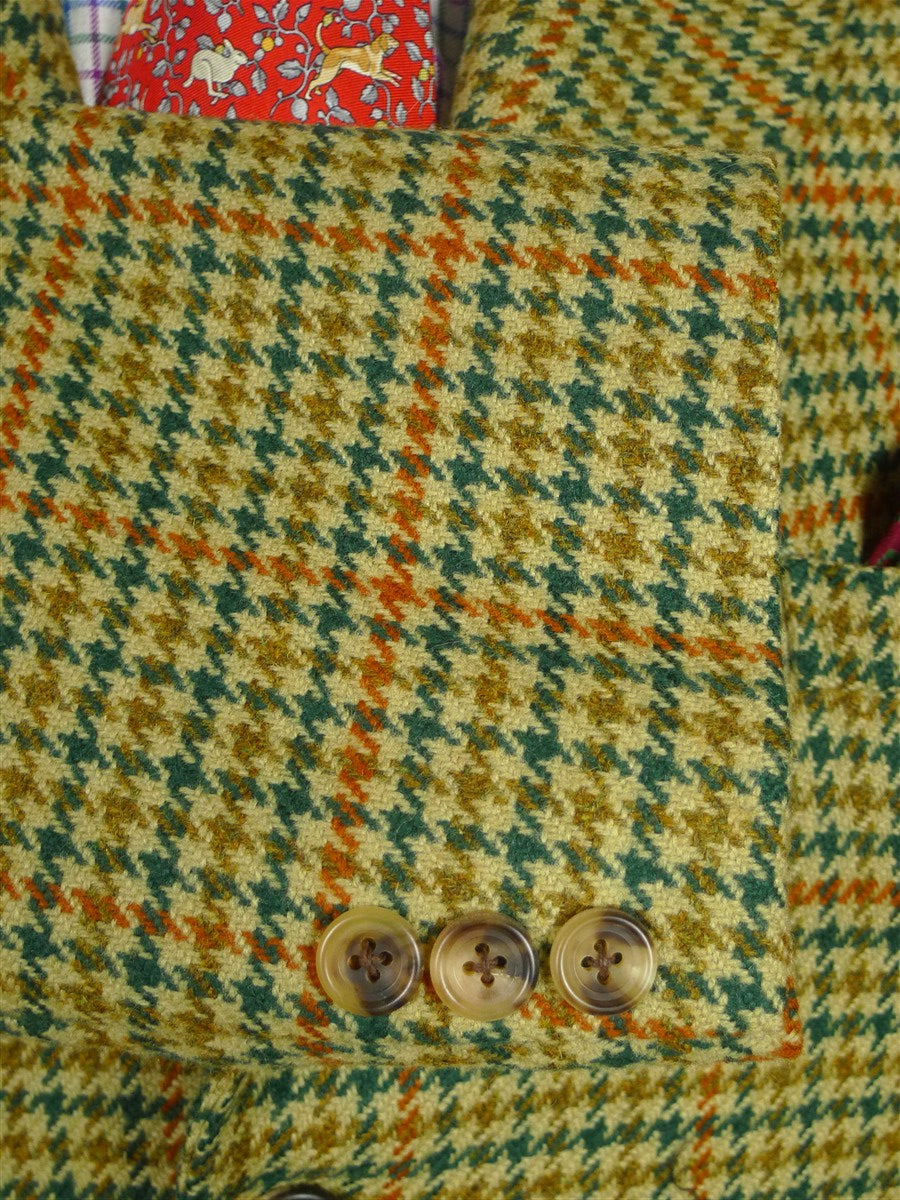 26/0816 immaculate 2002 british bespoke tailored green gun check lambswool sports jacket 46-47 regular to long