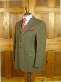 26/0817 immaculate british saxony twist green wp check tweed sports jacket 42 regular