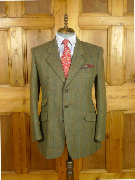 26/0817 immaculate british saxony twist green wp check tweed sports jacket 42 regular