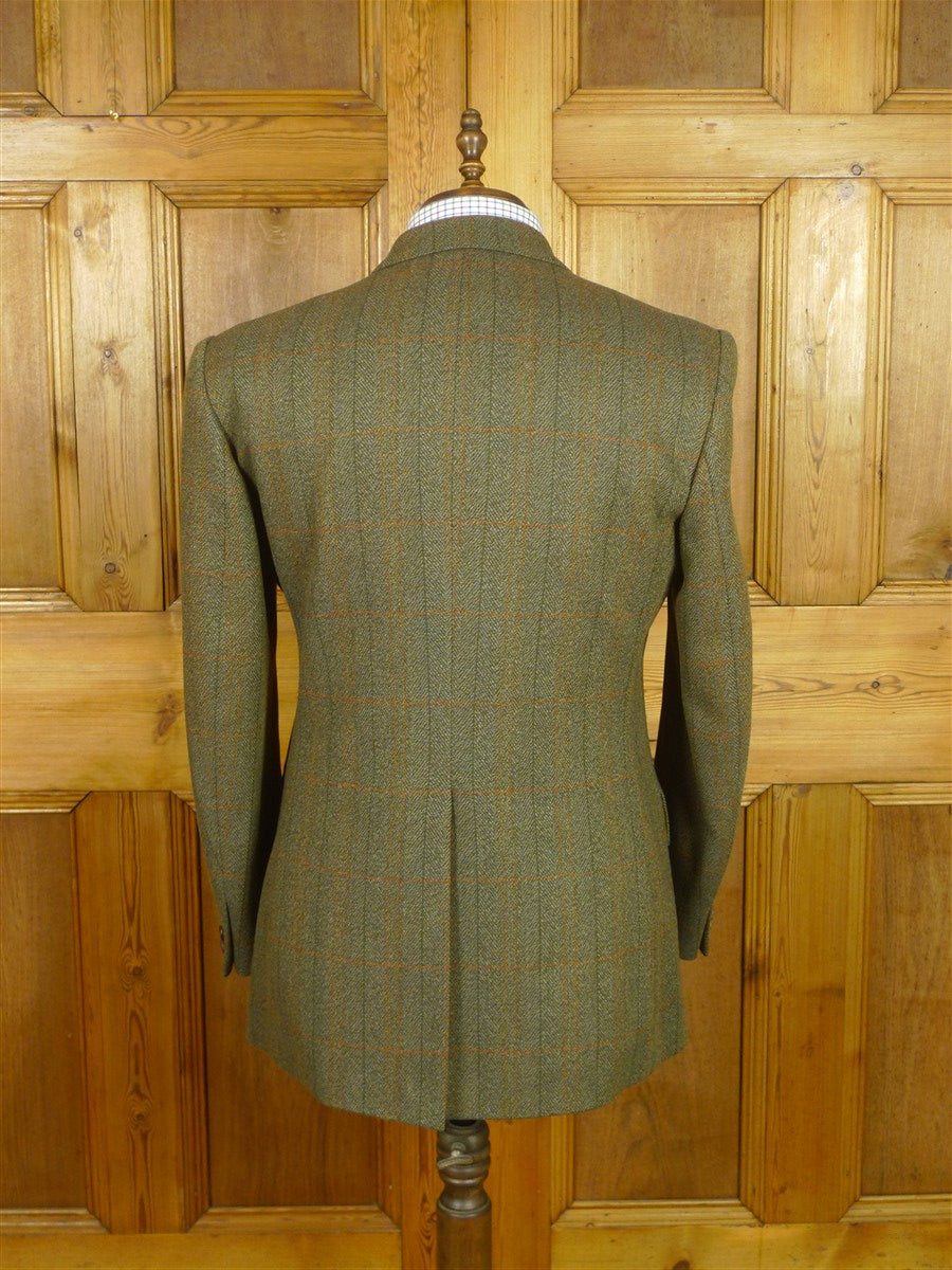 26/0817 immaculate british saxony twist green wp check tweed sports jacket 42 regular