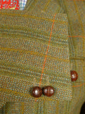 26/0818 immaculate british saxony wool green wp check tweed half-norfolk style shooting jacket 43-44 long