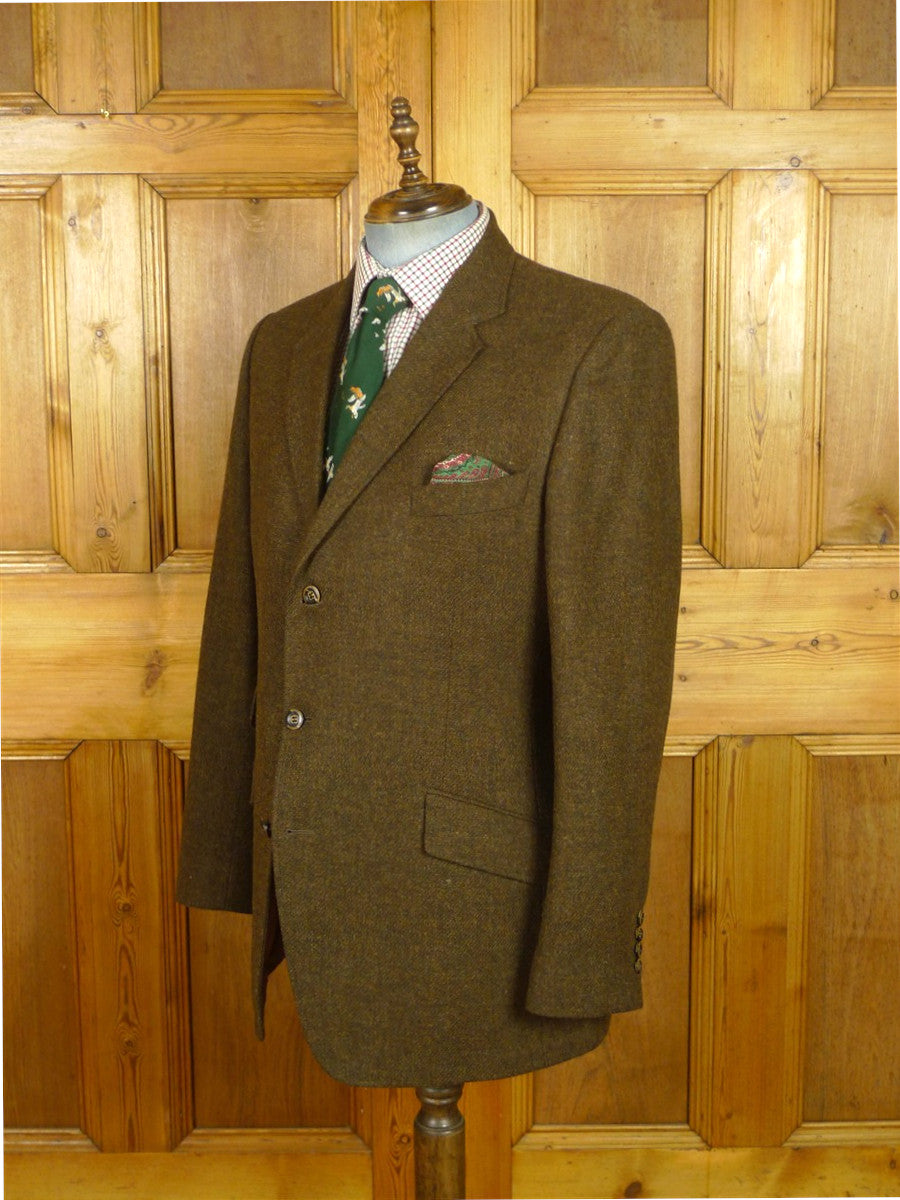 26/0820 immaculate cordings piccadilly brown twill tweed sports jacket blazer w/ contrast linings 44 long