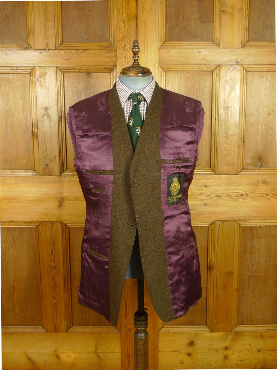 26/0820 immaculate cordings piccadilly brown twill tweed sports jacket blazer w/ contrast linings 44 long