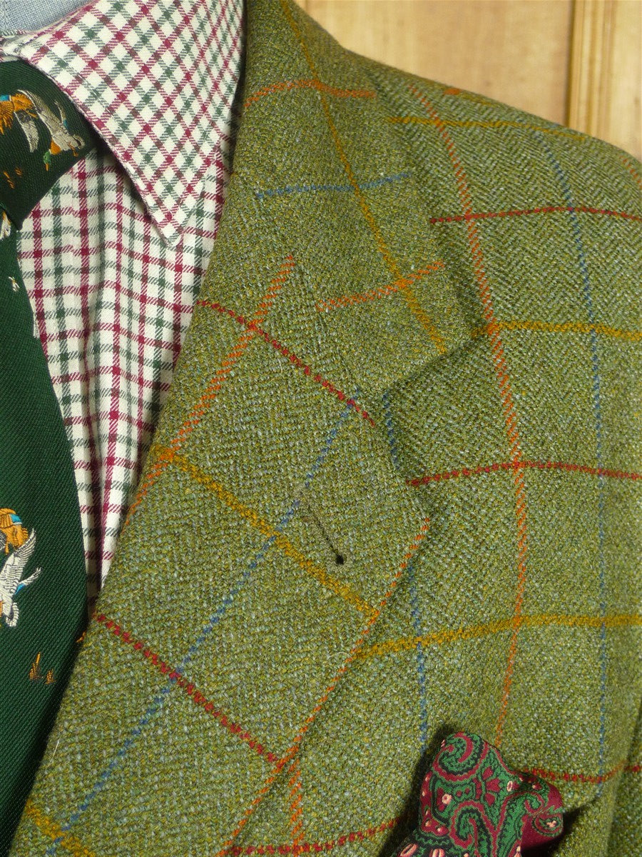 26/0822 musto performance green wp check tweed shooting jacket w/ action back 44 regular to long