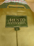 26/0822 musto performance green wp check tweed shooting jacket w/ action back 44 regular to long